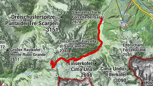 Fischleintal zu den 3 Zinnen Hütte mit Besteigung des Sextner Steins