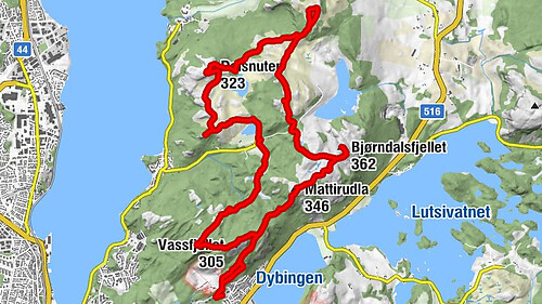 Sandbakk - Mattirudla - Bjørndalsfjellet - Dalsnuten
