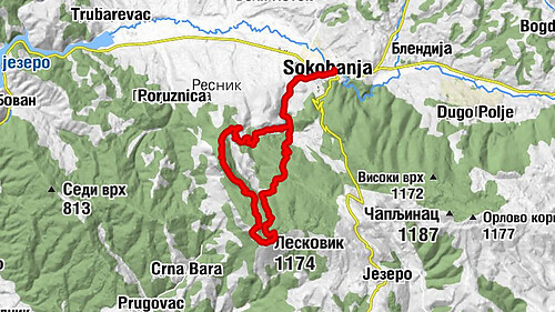 Сокобања - Голем камен - Шиљегериште - Лесковик