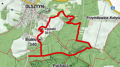 Olsztyn - Kielniki - Lipówki - Biakło
