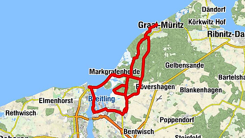 Warnemünde - Markgrafenheide - Torfbrücke - Erich-Weinert-Siedlung