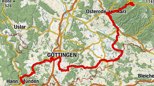 Weser-Harz-Heide-Radfernweg von Hann.Münden bis in den Harz